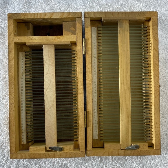 Vintage Blank Glass Microscope Slides In Wooden Box - Picture 3 of 16